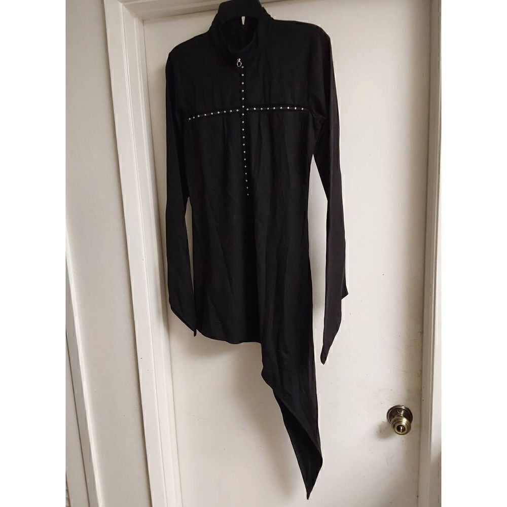 NWT~RED Night Gothic Black/Silver Studs Assymetrical Mini Dress Sz XL